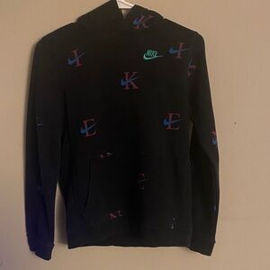 Nike Men's Black Sweater with Blue and Pink Accents